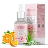 Prolixr Beauty Shield Vitamin C Serum for Glowing Skin- 30 ml, Skin Clearing Serum, Fades Dark Spot, Reduces Pigmentation, Even Skins Tone, Remove Excess Oil, Soothes Redness, Sun Damage Protection